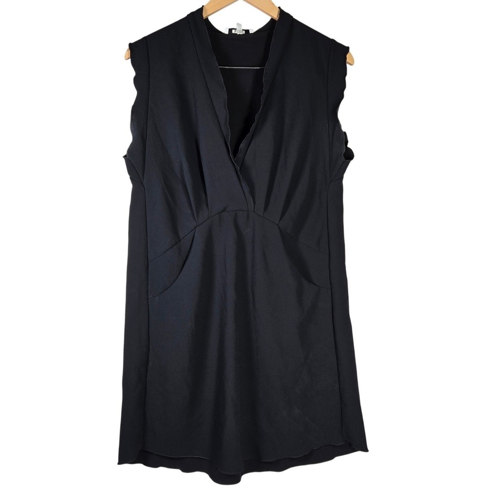 IRO Black Sleeveless V‎ Neck Scalloped Trim Ilford Dress Size 34 US 2